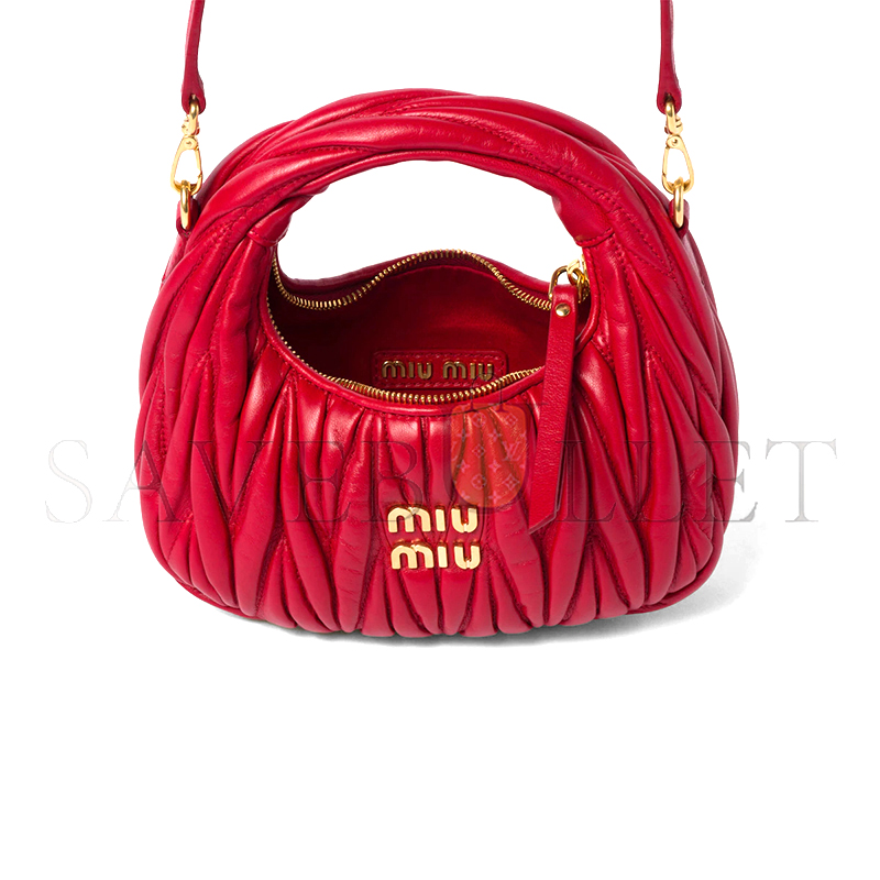 MIU MIU WANDER MATELASSÉ NAPPA LEATHER HOBO MINI BAG 5BP078 (17.5*14*5.5cm) MIU MIU WANDER MATELASSÉ NAPPA LEATHER HOBO MINI BAG 5BP078 (17.5*14*5.5cm)